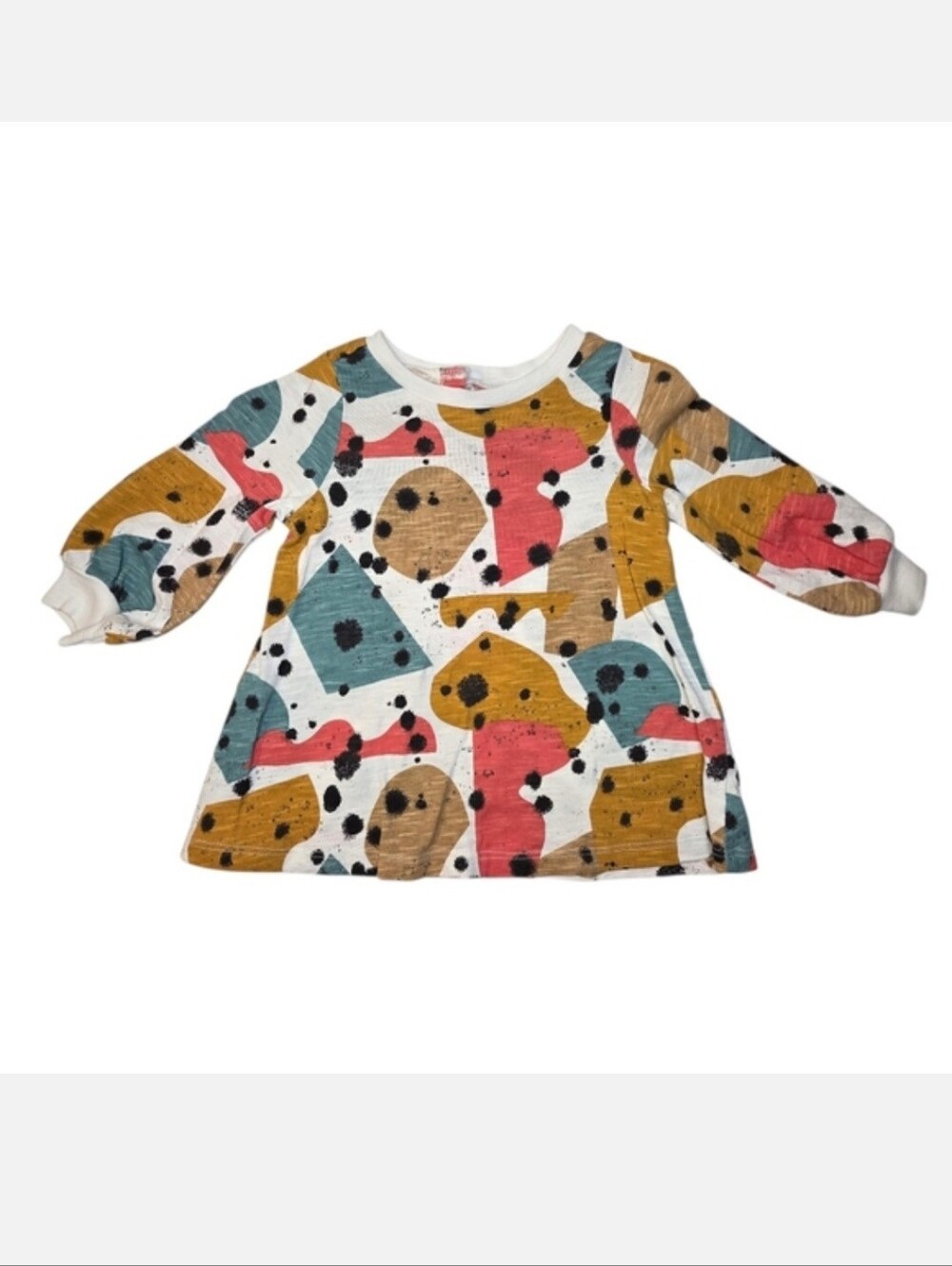 Open Edit Baby Girl Dress With Diaper Cover Cotton Picasso Print Kids Size 6m